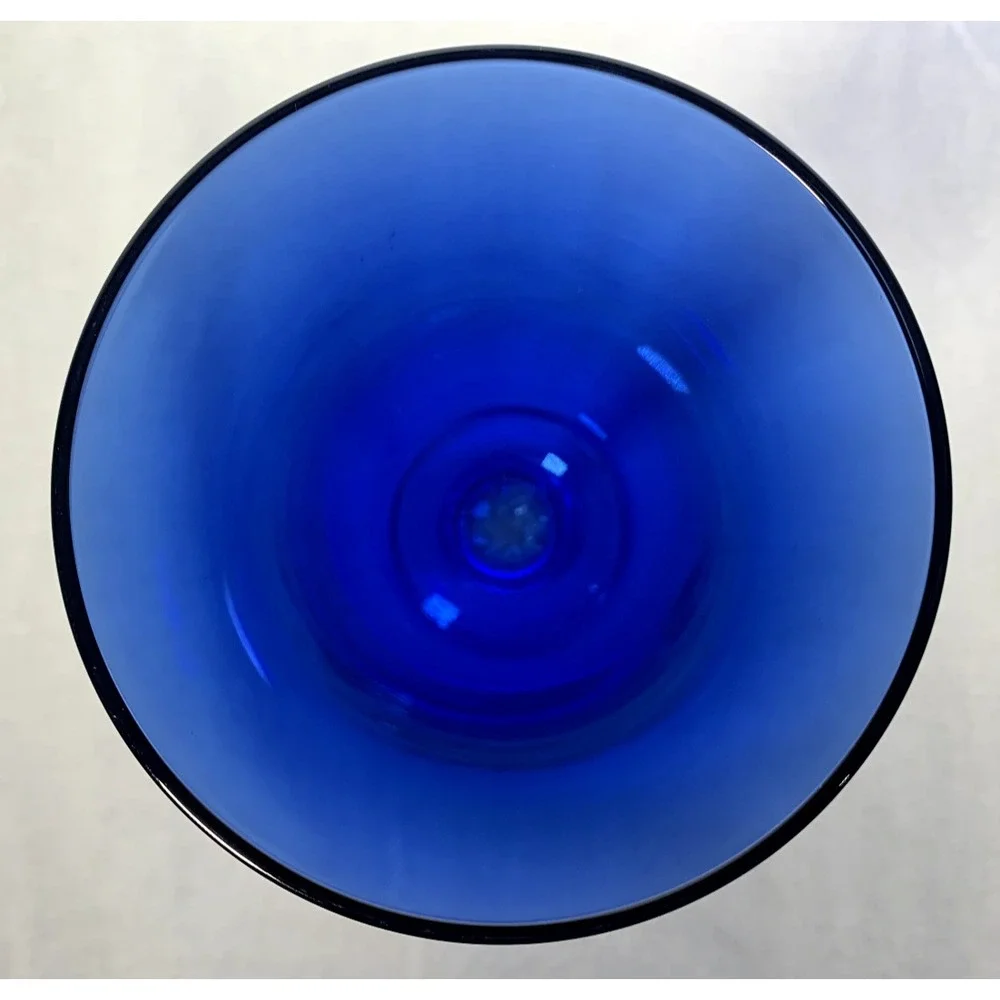 Cristal D'Arques Sapphire Blue & Clear Glass Swirl Stem 7-1/2